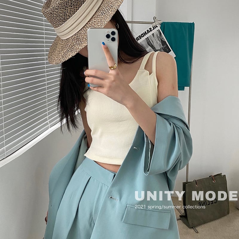 ニットレディースサマーショートスリムダブル 夏物 ビッグFスモールZ韓国17432538044