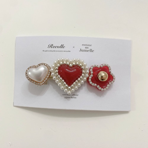 【Recolle × Jumelle】mini hair clip ＊ red