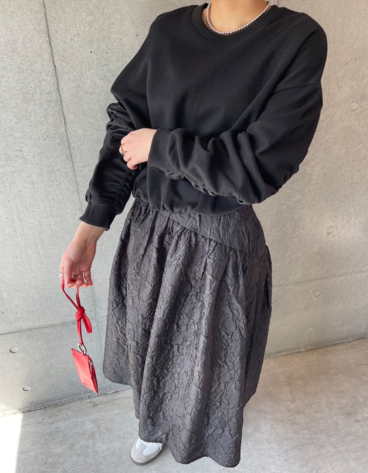 【SALE】Jacquard Flare Skirt_2colors