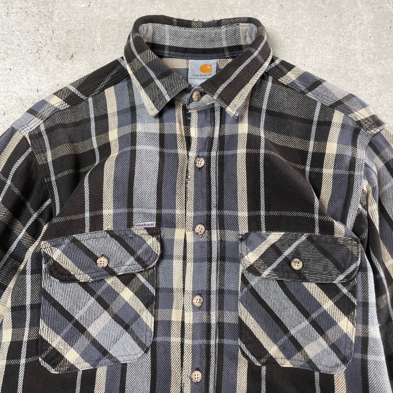 80年代〜 襤褸 Carhartt カーハート 長袖 ヘビーネルシャツ チェック 