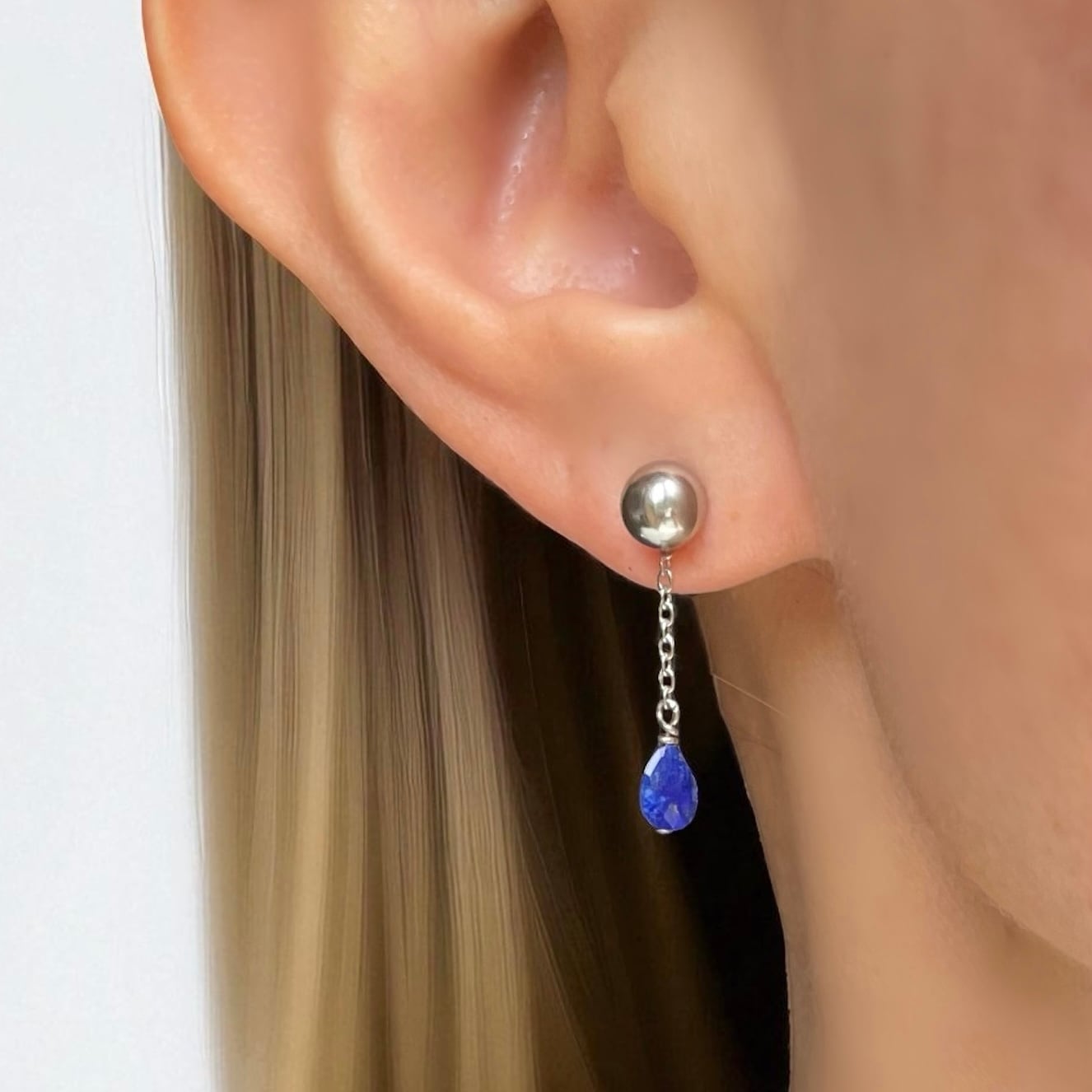 3way】選べるピアス◇アレンジ自由自在◇雫 ラピスラズリ ピアス/金属