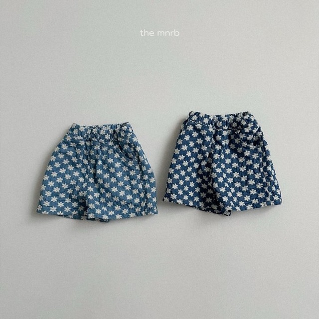 minirobe25秋）フラワー4分丈デニムパンツ