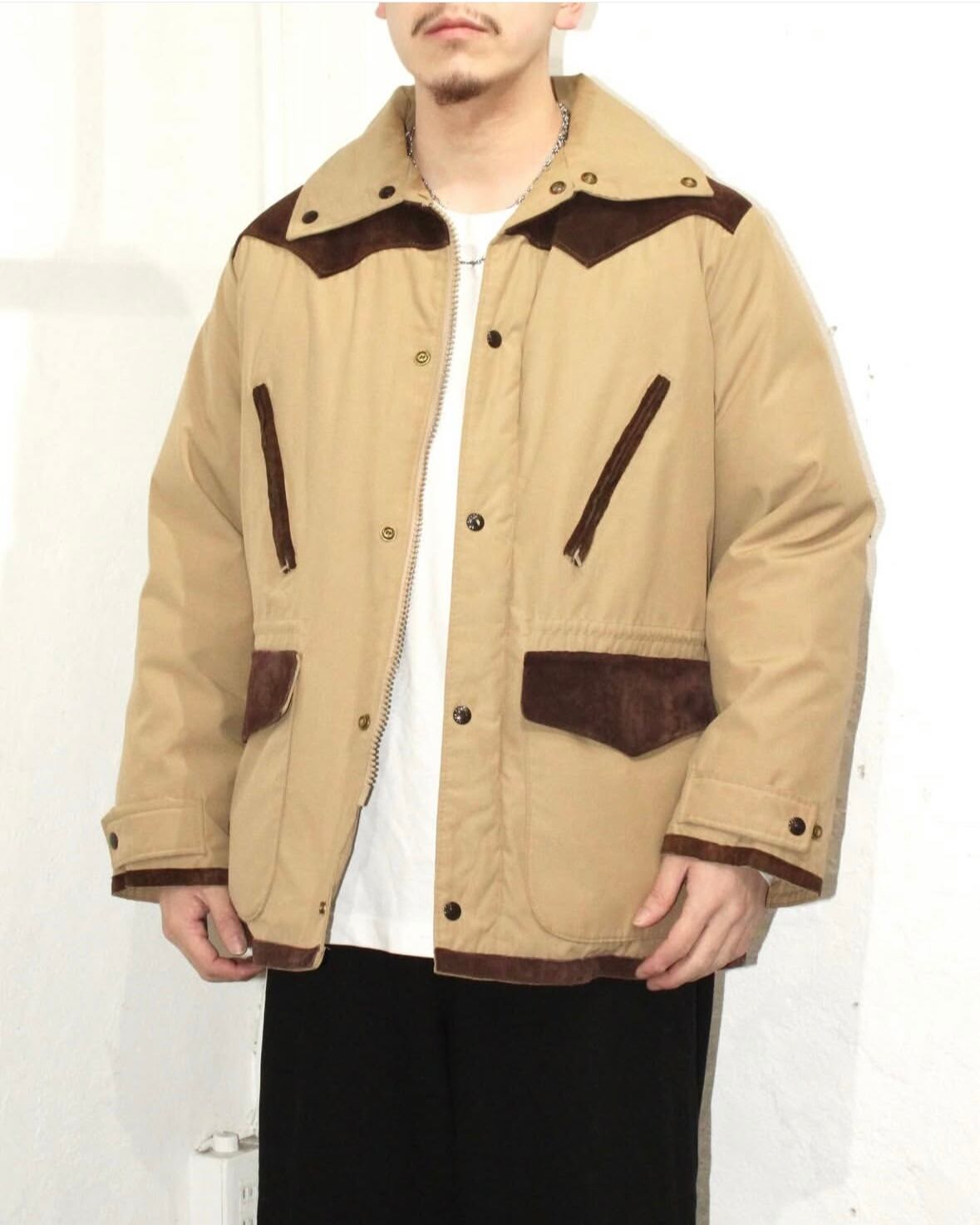 80s Schott Suede Switching Goose Down Jacket USA製
