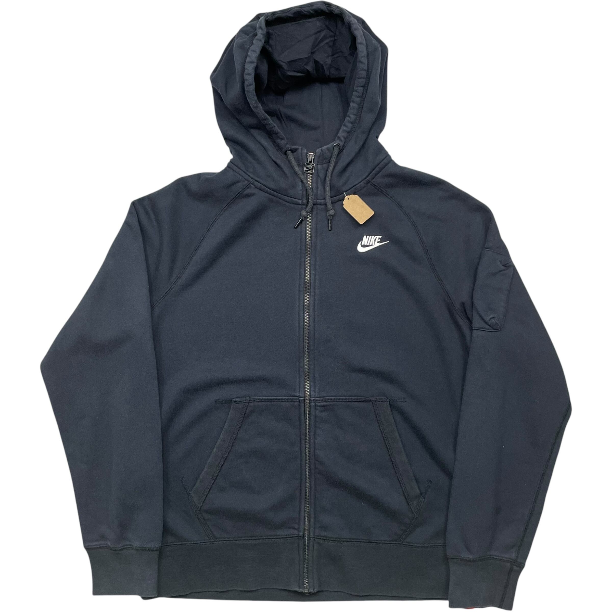 《L》 NIKE ナイキ スウェットパーカー ラグラン 袖ポケット ワンポイント 刺繍 ブラック no.5188