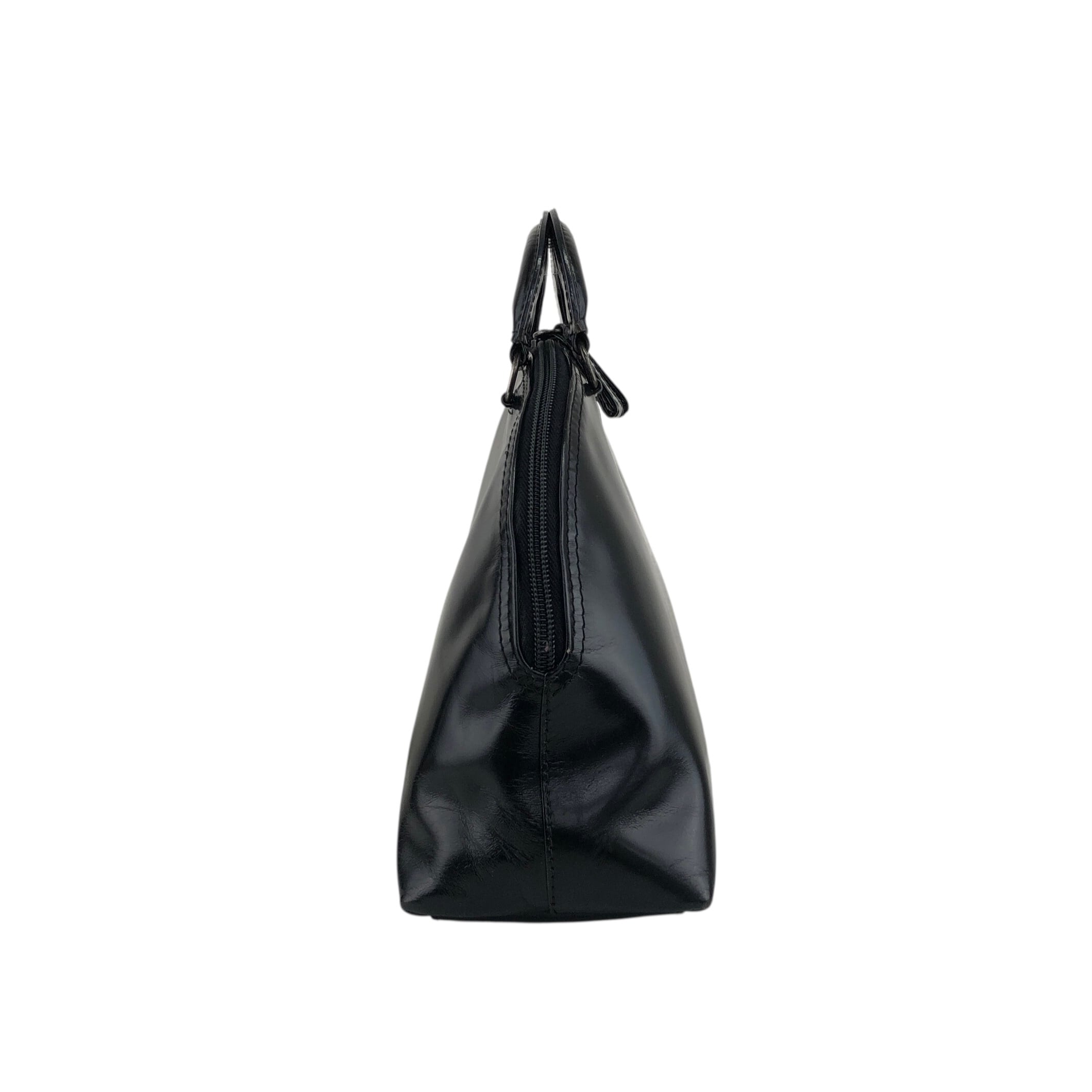 PRADA プラダ ハンドバッグ ブラック ロゴ レザー ボストン ラウンド