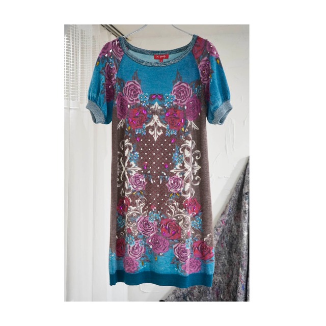 ReneDerhy 10s FlowerBjouKnitOnePieceT-Shirt