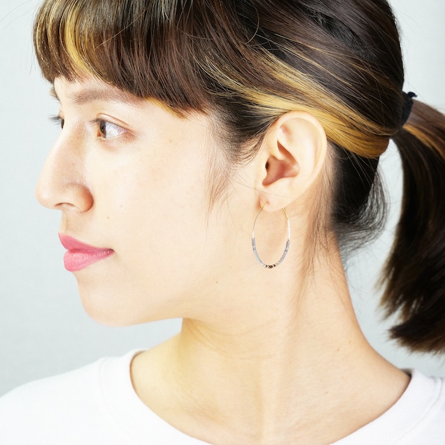 Hoop Beads Earring｜Gray x Gold