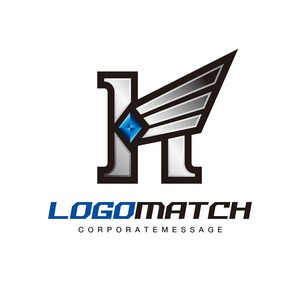 ダイナミックに飛翔するHのロゴ