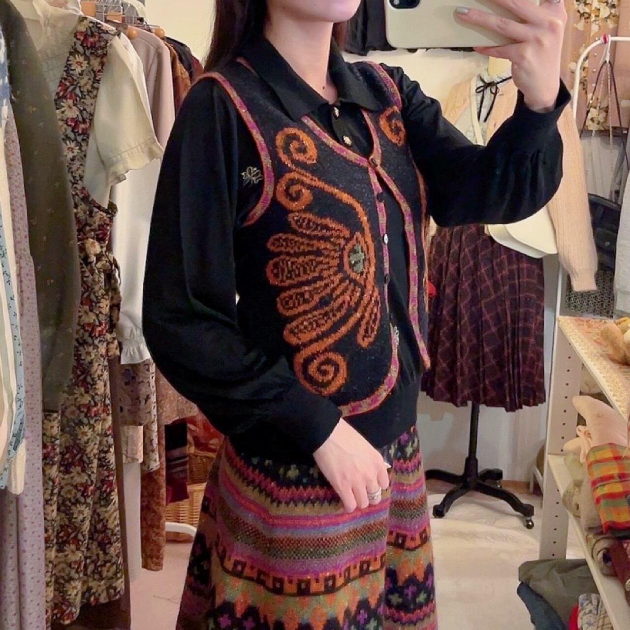 black orange butterfly knit set up