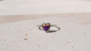 Purple copper heart turquoise ring《silver925》【受注製作】