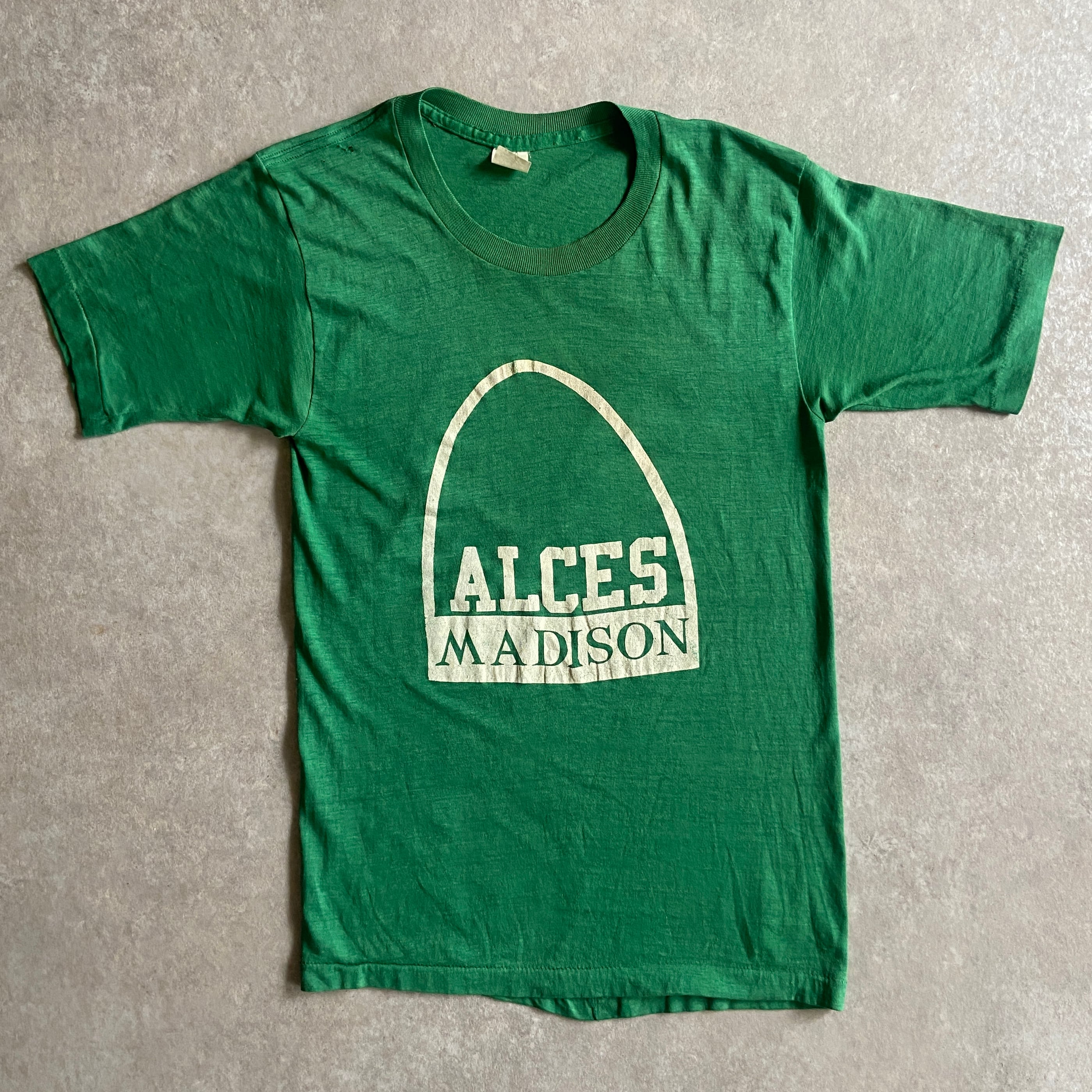 1980s Healthknit Green Tee M Made in USA G923