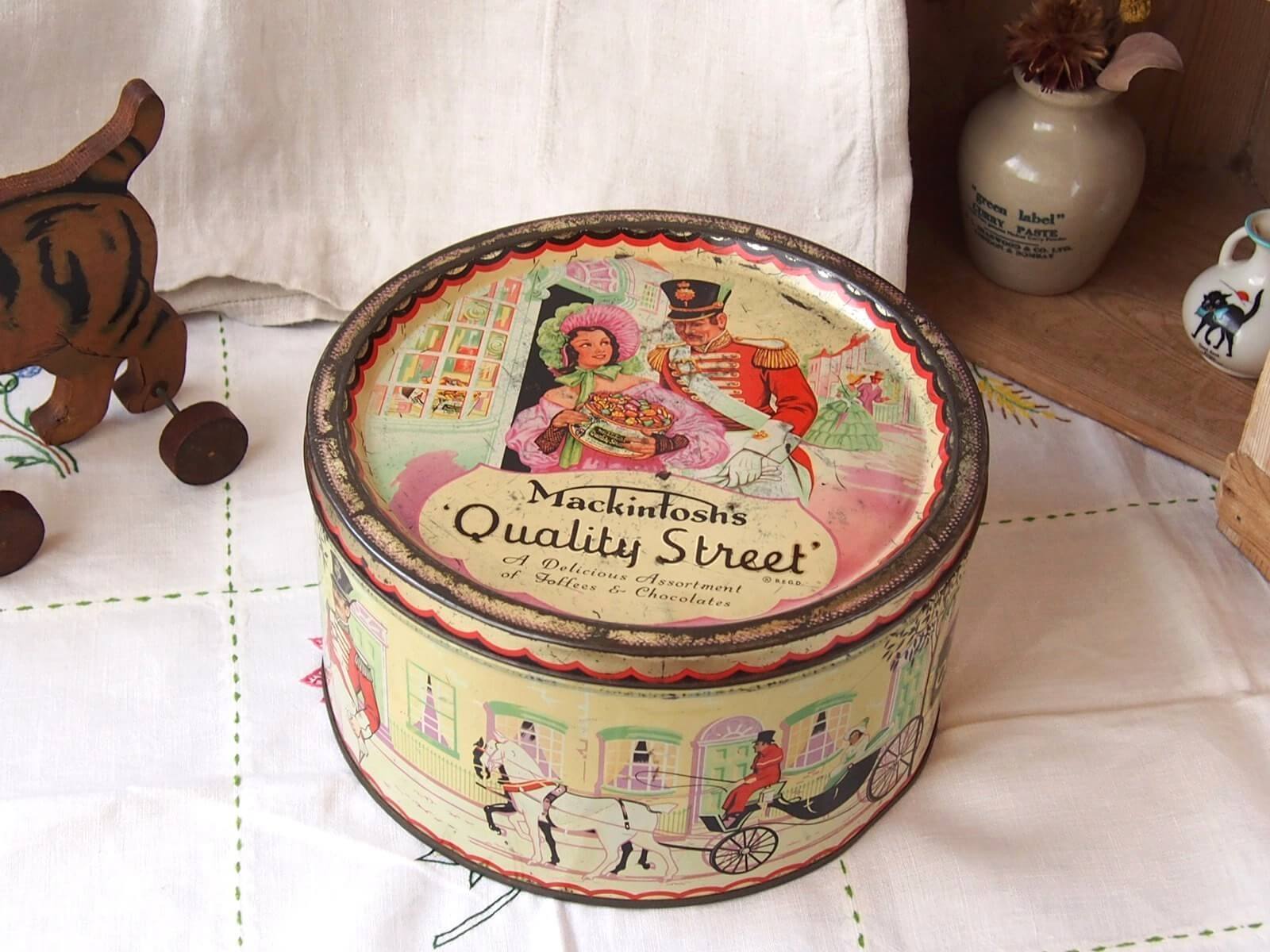 イギリスアンティーク　トフィー＆チョコレート缶　お菓子缶　