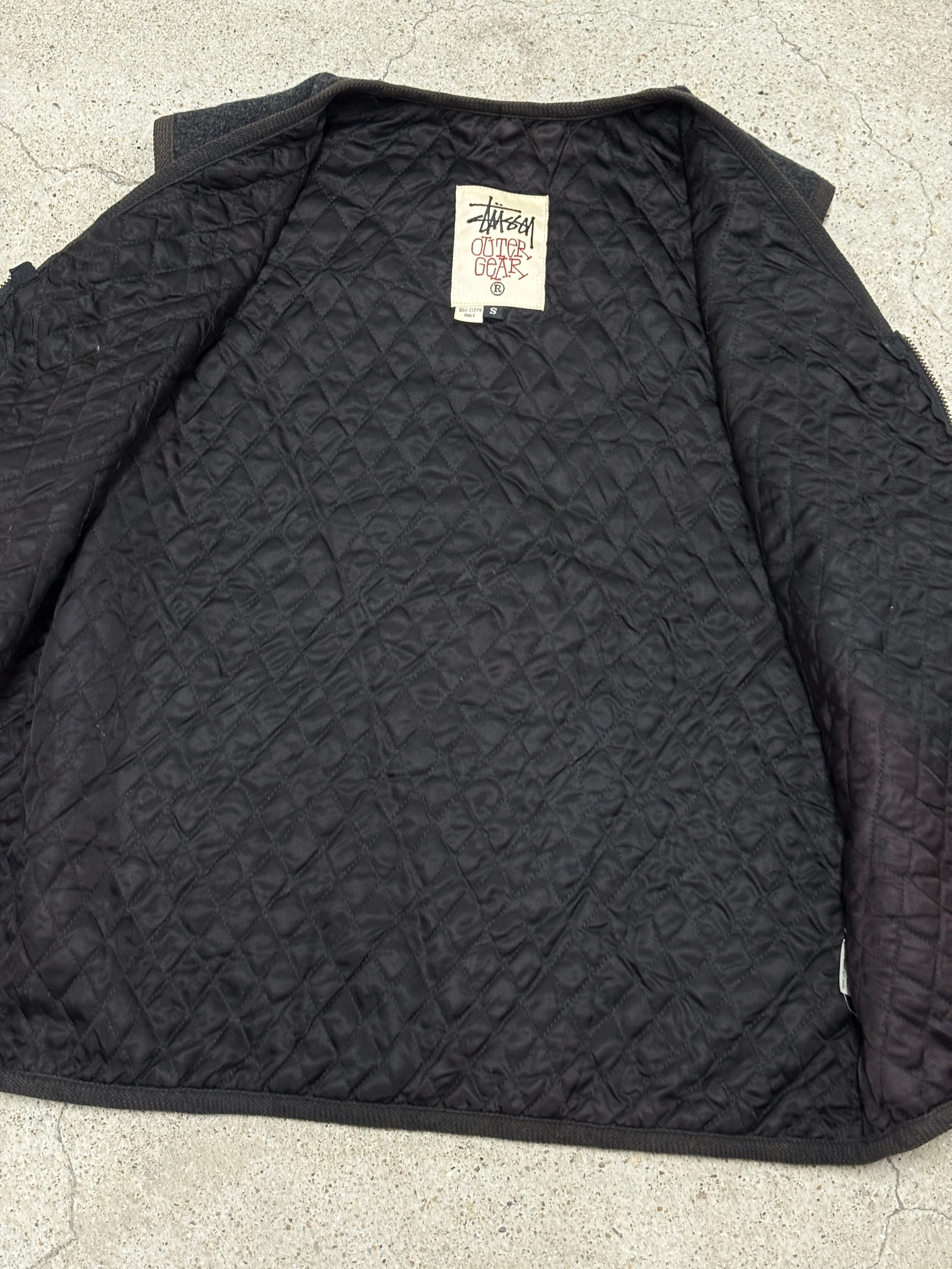 90s OLD STUSSY/OUTER GEAR/Wool Vest/USA製/白タグ/S(M-L相当)/ウ