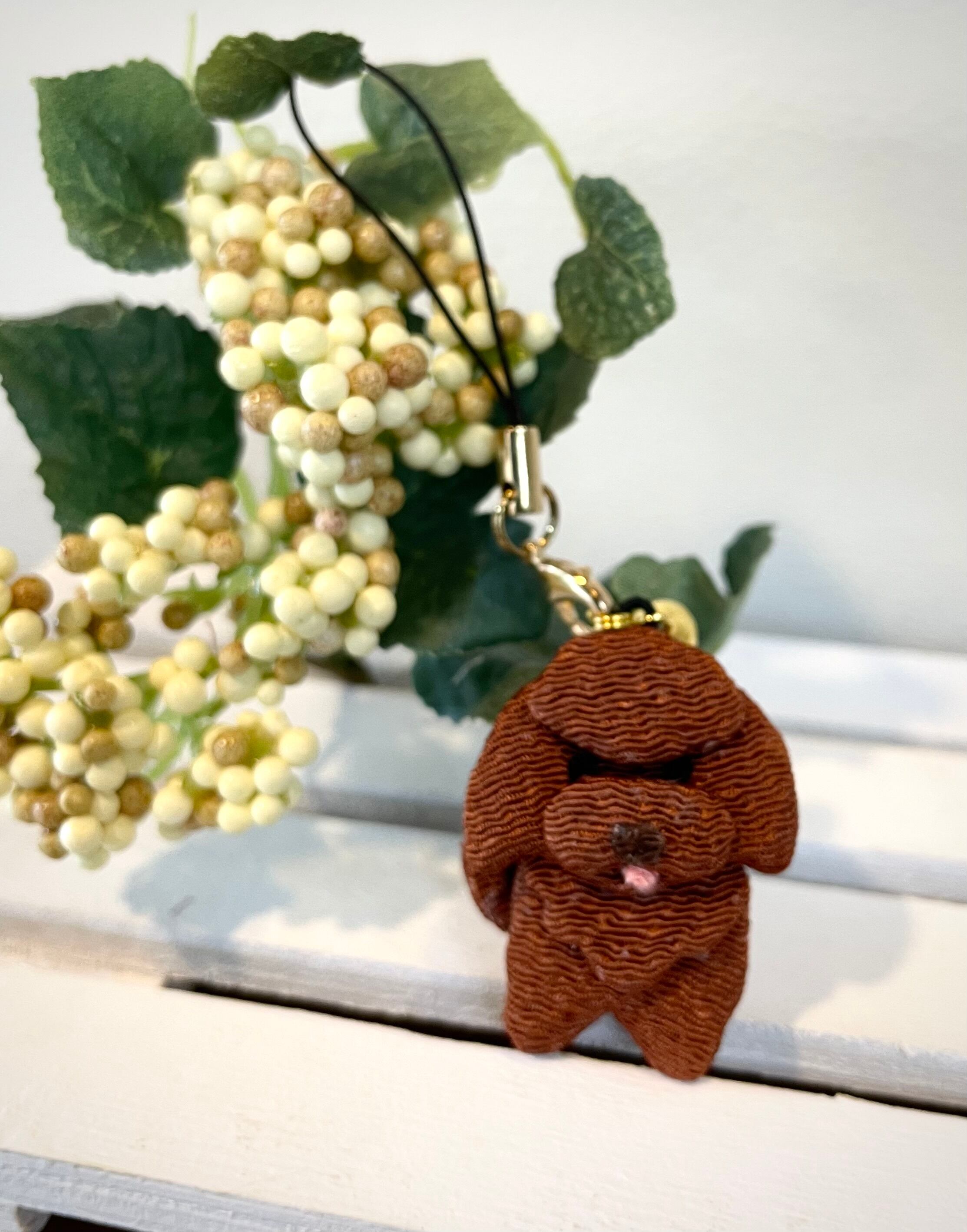 トイプードル《ブラウン》♡ちりめん根付ストラップ