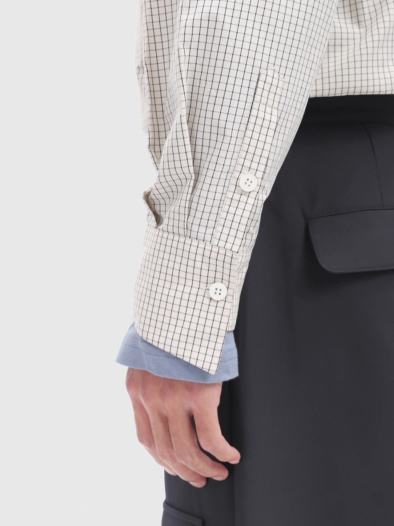 Nothingnoth Check Box Collar Shirt