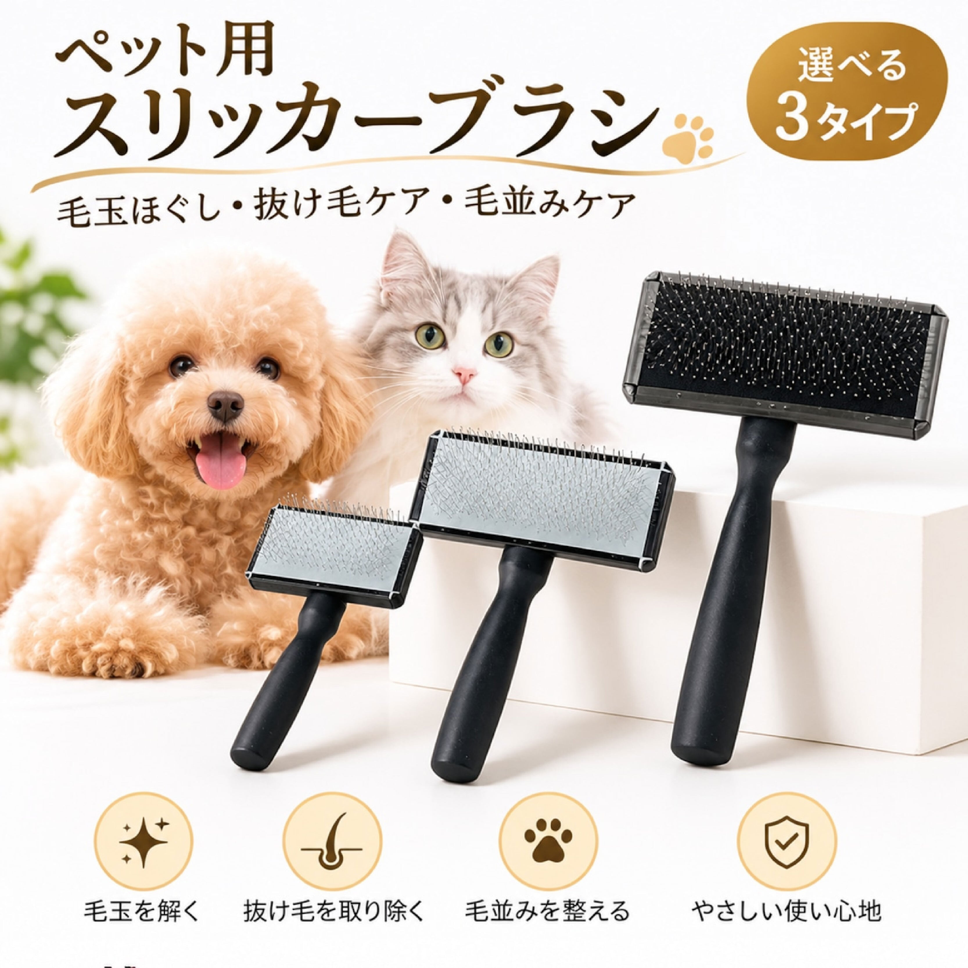JY 1296 .ペット用スリッカーブラシ 犬 猫 抜け毛取り 毛玉ケア