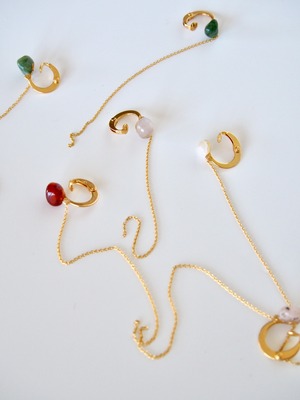 " Agate chain ear cuff " - Gold -