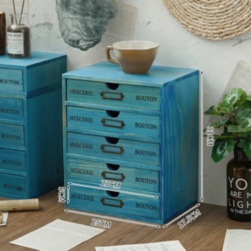 卓上収納 小物収納 アクセサリートレー 5段 木製 卓上 収納ケース おしゃれ シンプル インテリア コンパクト アクセサリー 高さ３１cm 北欧 ブルー ブラウン ２色