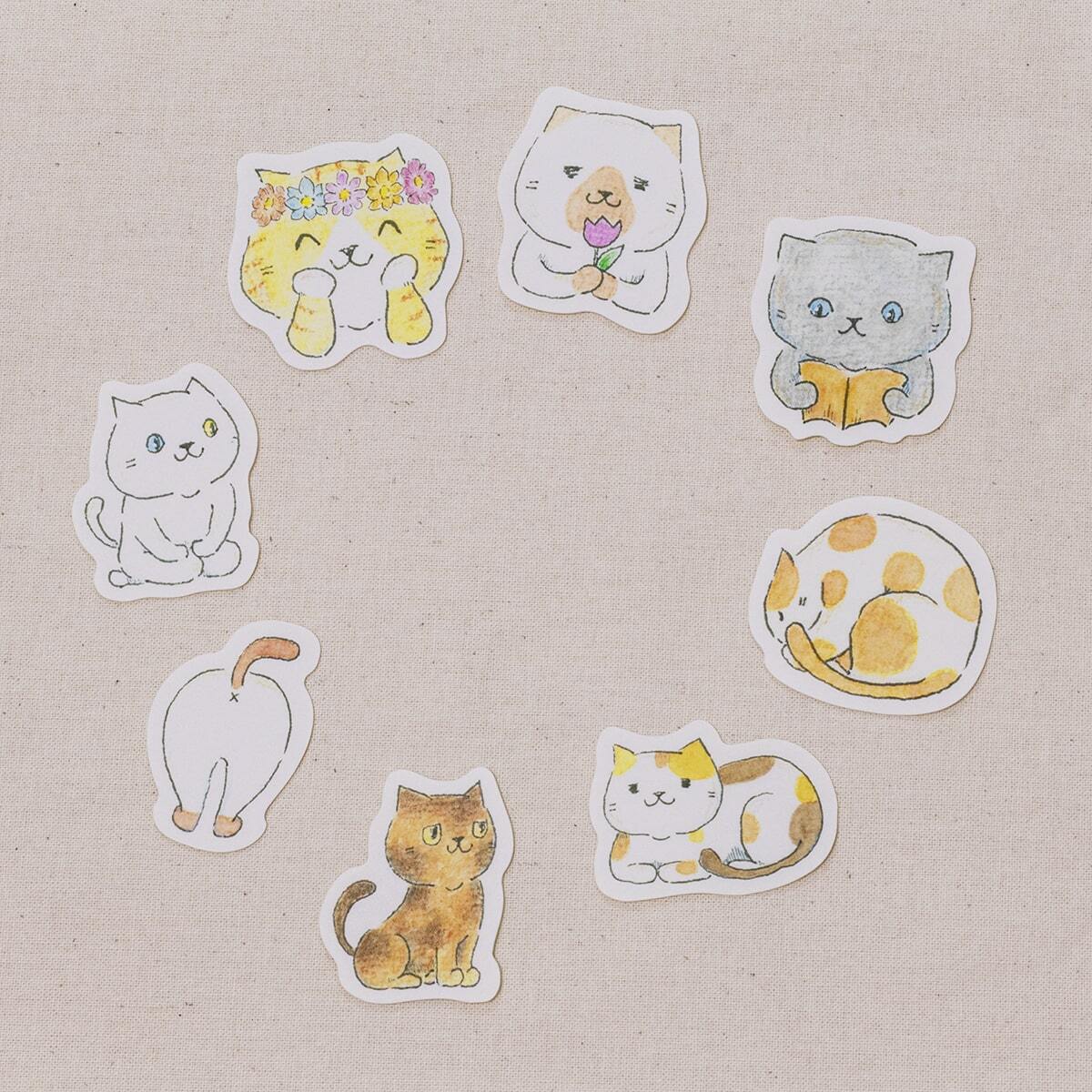 フレークシール ゆるかわにゃんこ 8種類セット / グッズ フレーク
