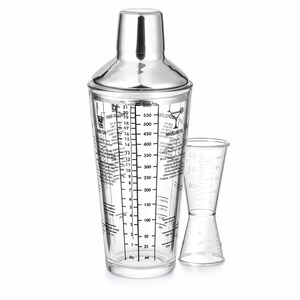 【数量限り】カクテルシェーカーセット 600ml 目盛り付き 大容量 バーテンダーツール ジガーカップ付き 自宅パーティーやミルクティー ステンレス蓋 アクリル製ジガーカップ20ml/40ml付き 初心者向け 家庭用
