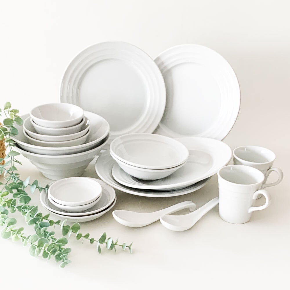 まる　ホワイト食器セット 洋食器セット 白い食器 20点セット 二人用 おしゃれ 10種類各2 結婚