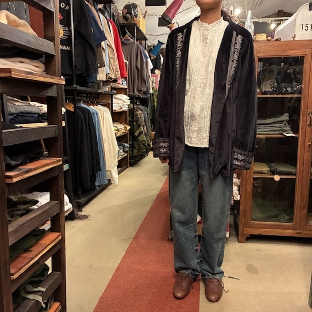 TOPANGA Lady's Velvet Embroidered Jacket　ベルベットエンブロイダリージャケット　ブラック　刺繍　ヴィンテージ　クラシック　ゴシック　羽織　アウター