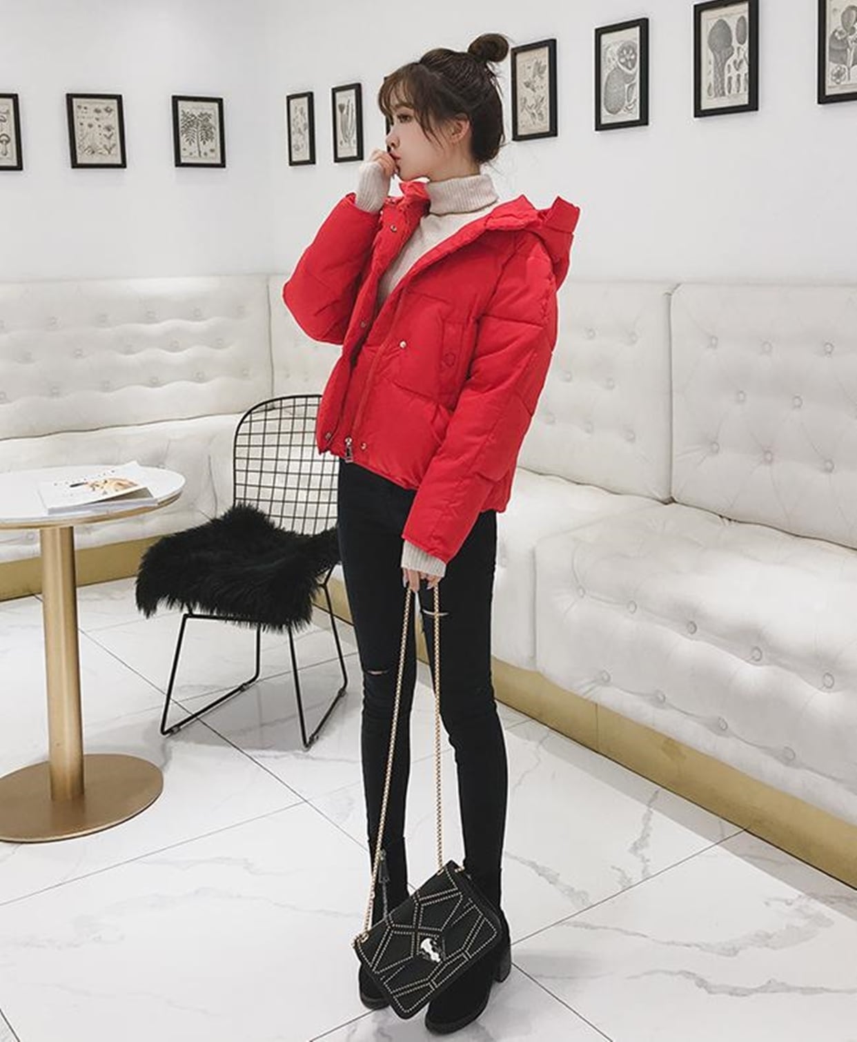 レディース ショートダウンジャケット（レッド） | PicoCharm