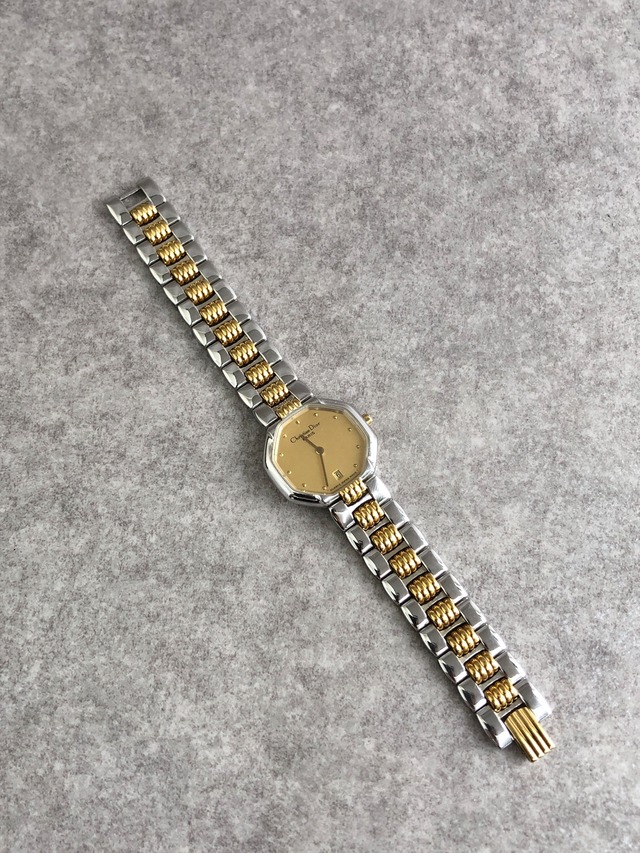 Christian Dior クリスチャン ディオール 腕時計 シルバー ゴールド オクタゴン SLV/48 206 クォーツ vintage ヴィンテージ オールド 87e3vc