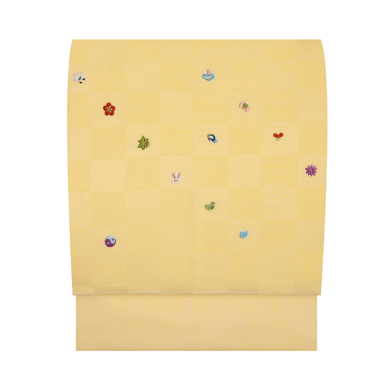 工芸キモノ野口 ビロード織に刺繍 文様尽くし名古屋帯【中古】 | かわの屋