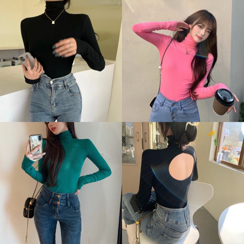 シャツ バックトップス レディーススプリングブラックTシャツ ロング 春物 ブラックストロベリース49379703891