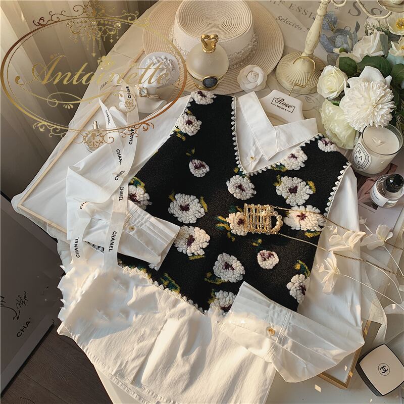レディース 花柄 刺繍 セットアップ ベスト ブラウス 2色 Ladies Woman Spring Autumn | Antoinette powered by BASE レディース 花柄 刺繍 セットアップ ベスト ブラウス 2色 Ladies Woman Spring Autumn | Antoinette powered by BASE