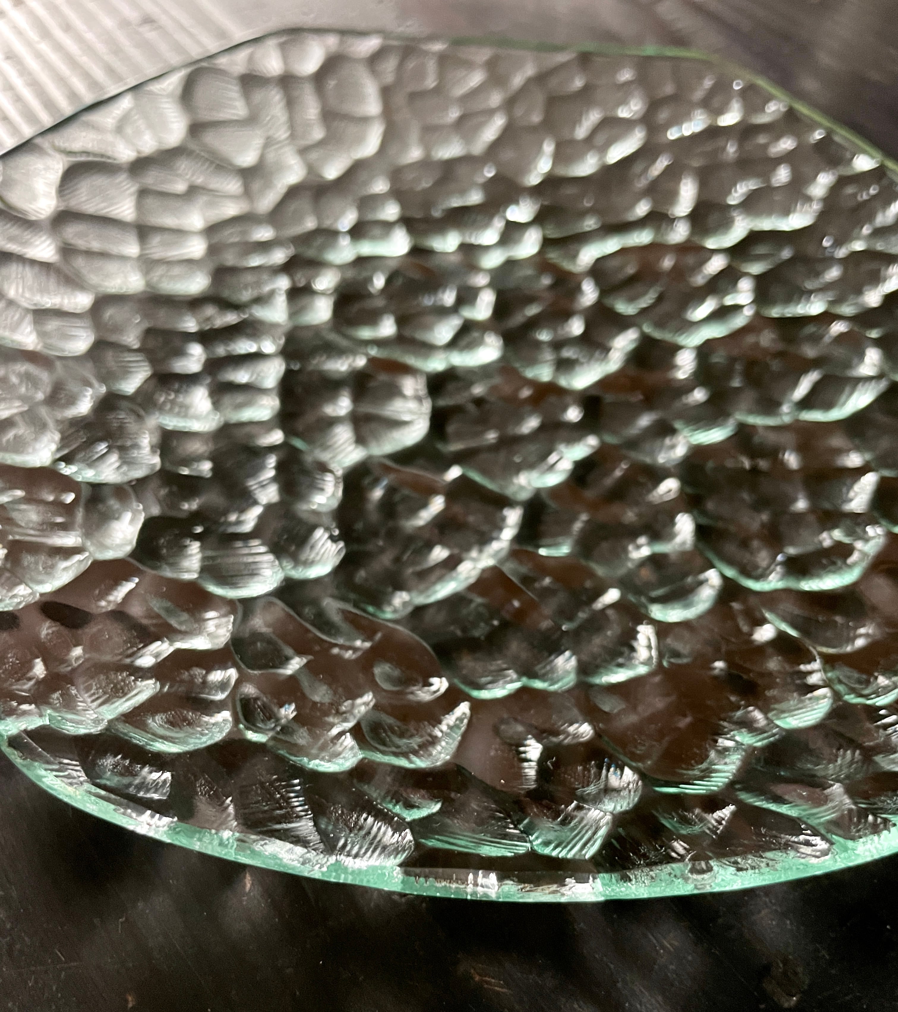 昭和型板ガラス「石目」4mm厚 六角丸皿 大（Φ180mm） | 旭屋ガラス店