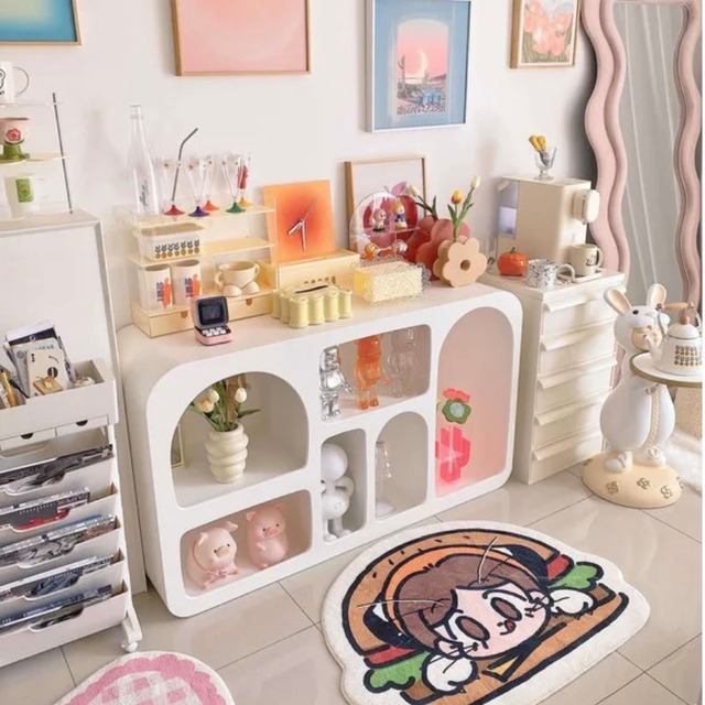 スクエアキャビネット75cm×120cm｜フレンチクリーム風