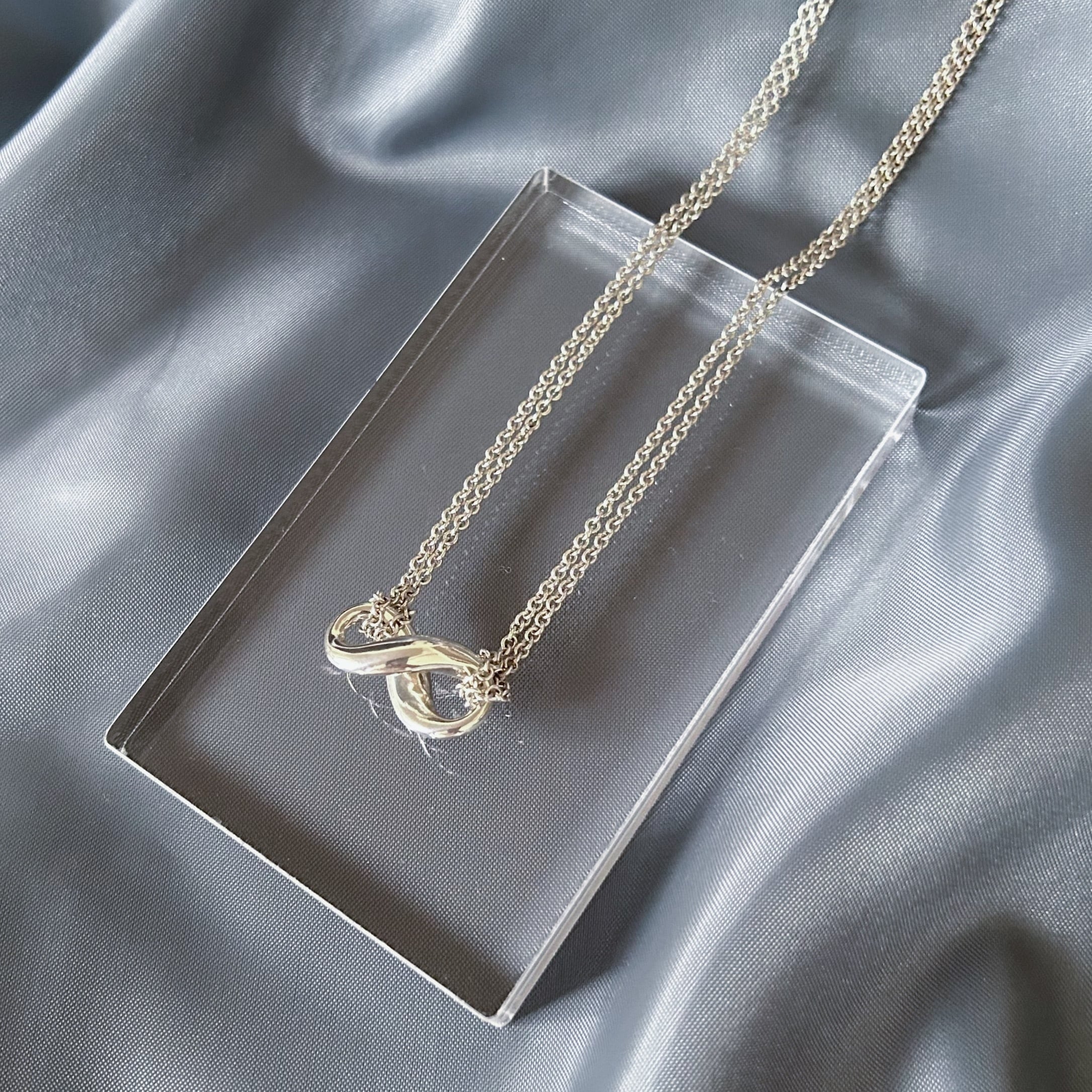 T7058】Tiffany&Co. infinity double chain necklace/silver925 T7058】Tiffany&Co. infinity double chain necklace/silver925