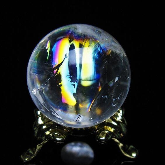 アイリスクォーツ 水晶 丸玉 虹入り 25mm スフィア 置物 水晶玉 一点物 141-7005
