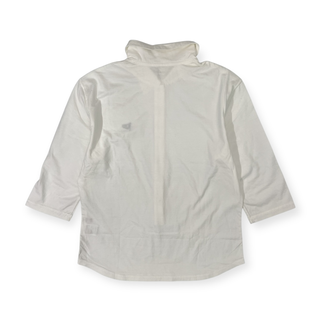 Mademoiselle NON NON マドモアゼルノンノン タグ付き フラッグ刺繍 七分袖 ポロシャツ M/ホワイト