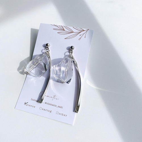 ◇O-3 シルバーアイスイヤリング