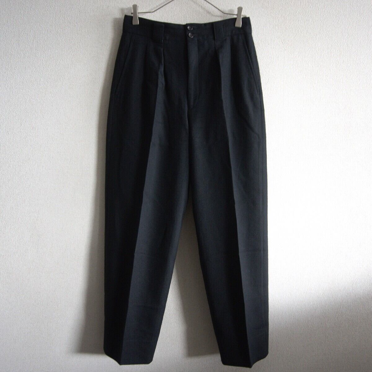 【80S/デカオム】COMME des GARCONS HOMME 【2タック ウール スラックス パンツ】M ブラック ギャルソン オム s2606002 80S/デカオム】COMME des GARCONS HOMME 【2タック ウール スラックス