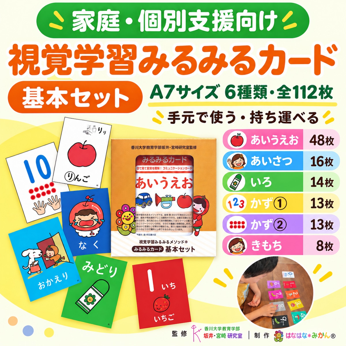 家庭・個別支援向け／手に持って使える】視覚学習みるみるカード 基本