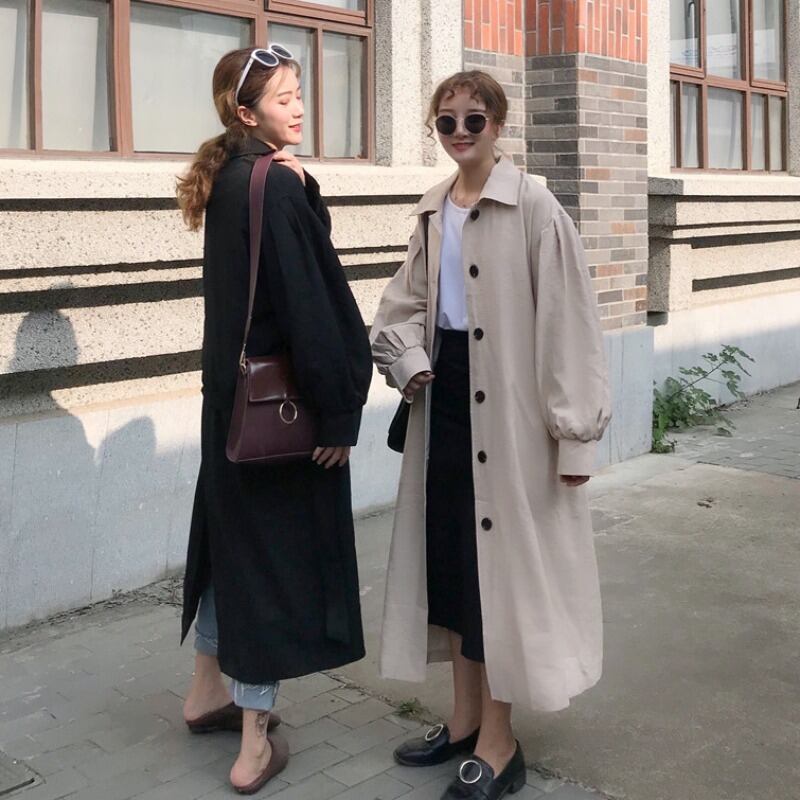 ジャケット レディーススプリングオータムルーズバックブラックコート 春物 秋物 1号婦人76657432799