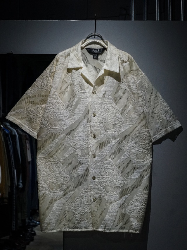 【add (C) vintage】Tiger Pattern Vintage Loose S/S Mesh Shirt