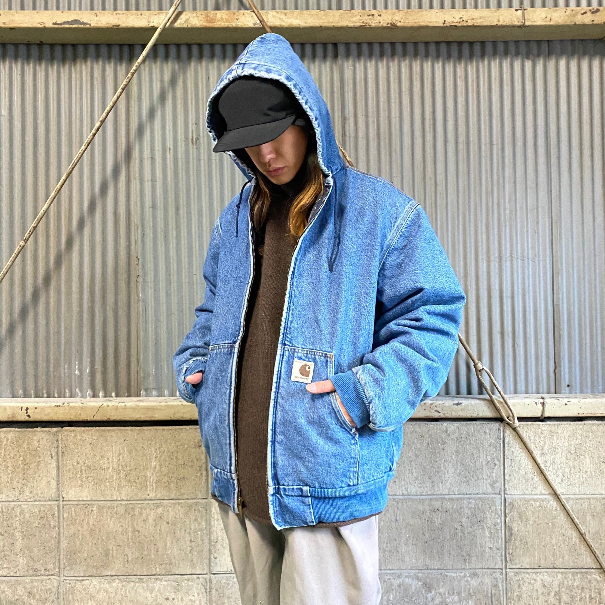 カーハート carhartt】アクティブジャケット ダック地 淡色デニム XL-