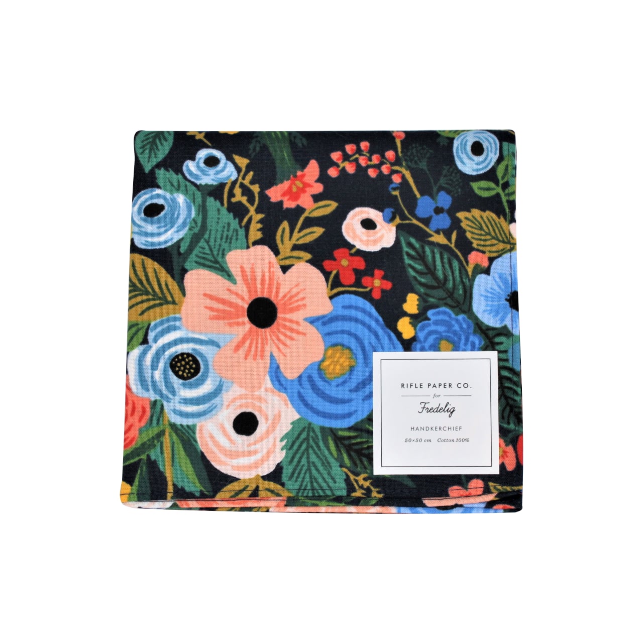 Handkerchief Grarden party-navy black【Rifle paper.co】ハンカチクロスbyライフルペーパー
