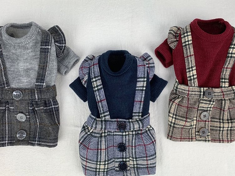 【SALE】 baby check onepiece S ~ XL 3color  /  犬服 秋冬 新作 暖かい 可愛い 犬の服 ワンコ服 ドッグウェア チェック ワンピース ドレス お揃い 小型犬 中型犬 onepiece39