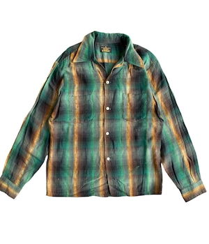 Vintage 60-70s M Rayon Ombre Check shirt -Sears-