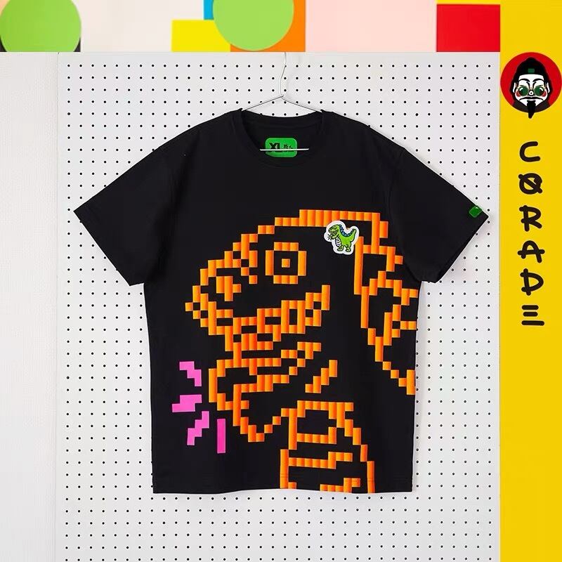 【予約販売商品】SorsorTシャツ 21年新作Corade オレンジ格子柄　恐竜Tシャツ 　メンズ・レディース・ユニセックス