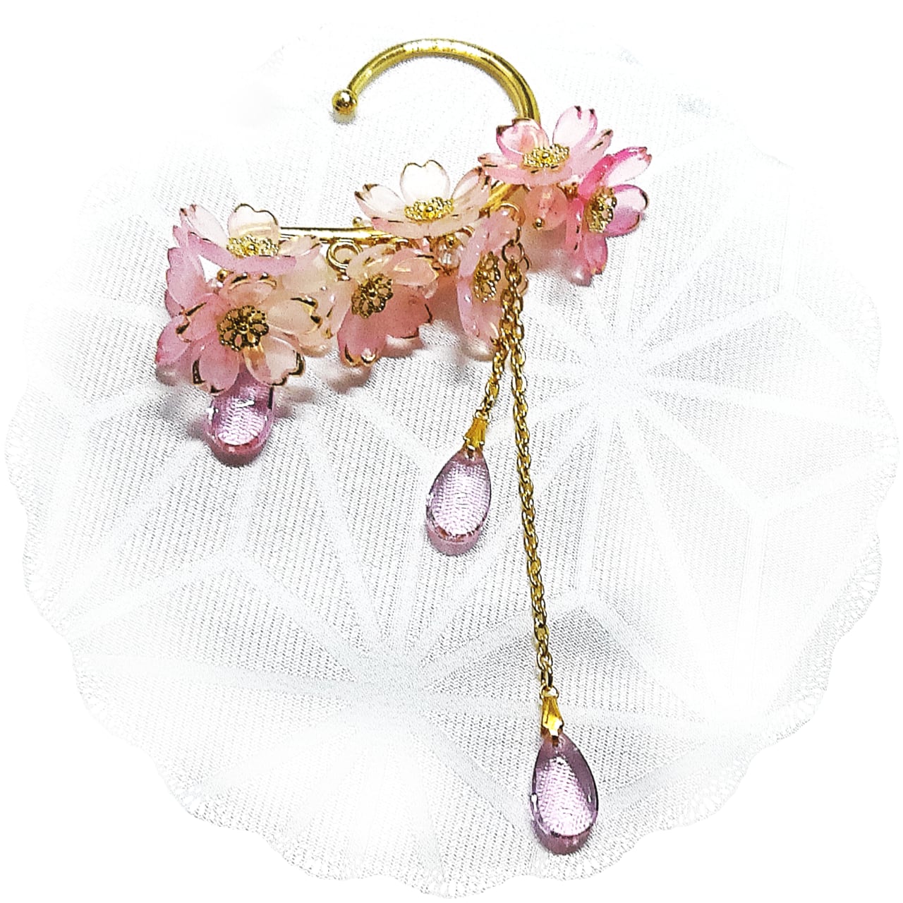 【イヤーフック】灰桜の滴り