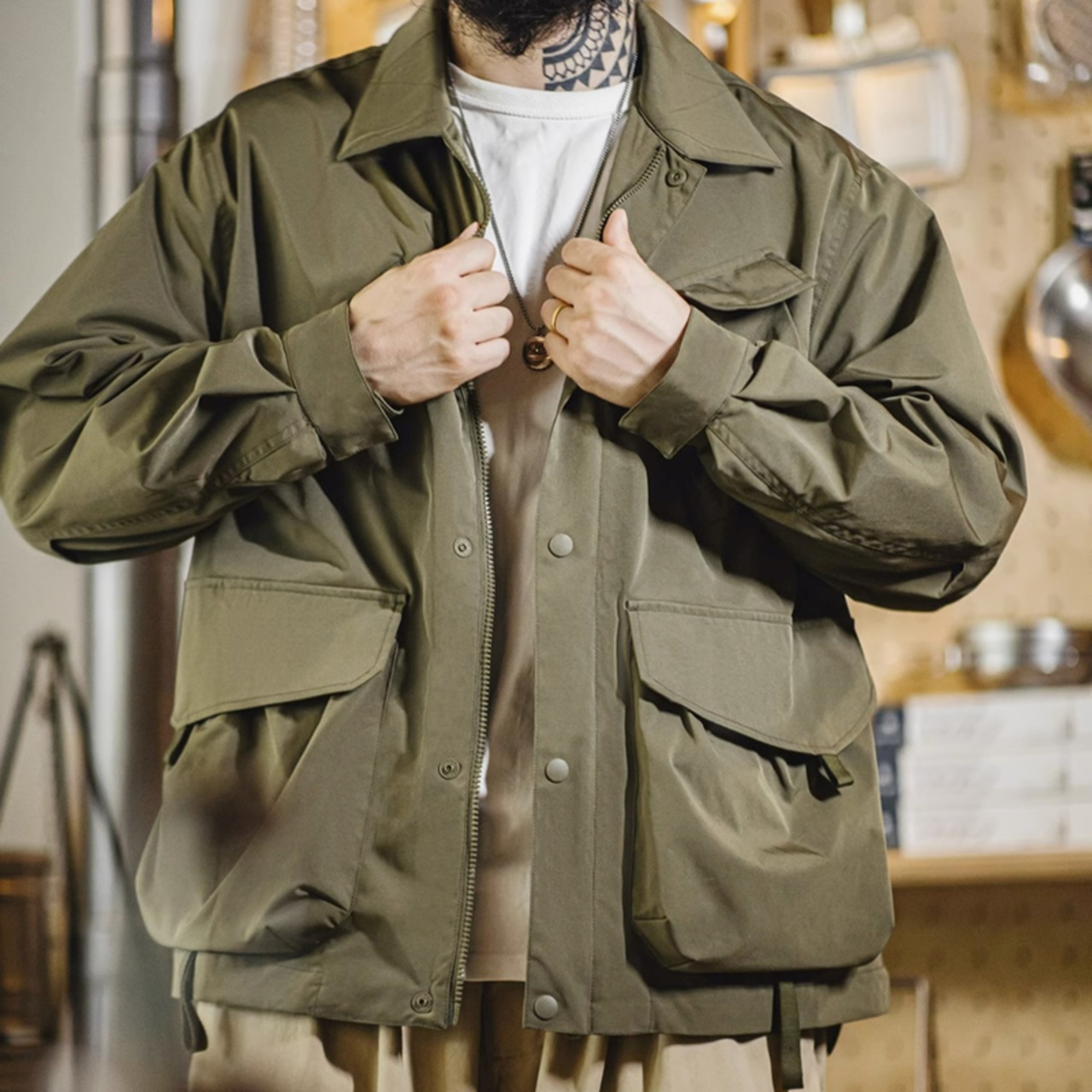 Stand Collar Full Zip Long Sleeve Jacket ◇H0161