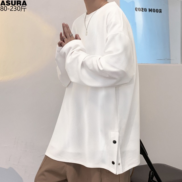 スリットTシャツ 薄手ルーズサマースタイル ロング 大きめサイズ 夏物 ASURAプラスサイズメンズ67733255297