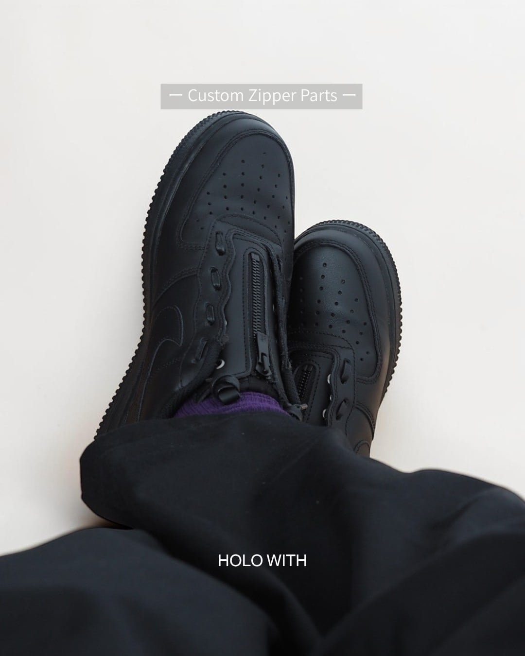 AF1 Low】カスタムジップパーツ/Custom Zipper Parts/All Black | HOLO